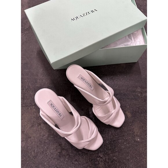 Aquazzura Twist 85 Wedge Sandals White Leather - Picture 5 of 8